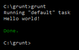 Results of the hello world grunt code